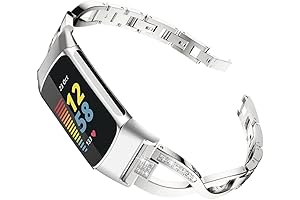 Compatible with Fitbit Charge 6/Charge 5 Bling Glitter Metal Band