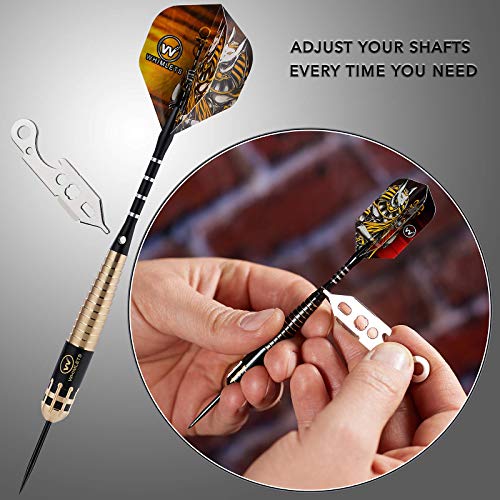 Whimlets Darts Metal Tip Set for Dart Board - The Zero Fail Professional Grade Dart Set with LaserLight Flight - 6 Pro Reinforced Steel Tip Darts Set, Shafts, Flights, Case, Sharpener, Tool