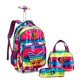 Mochilas de Rodinhas Infantis - Kit de 3 peças com mochila de rodinhas, lancheira e estojo, ideal para crianças e estudantes (Brinquedo colorido para inquietação borboleta)