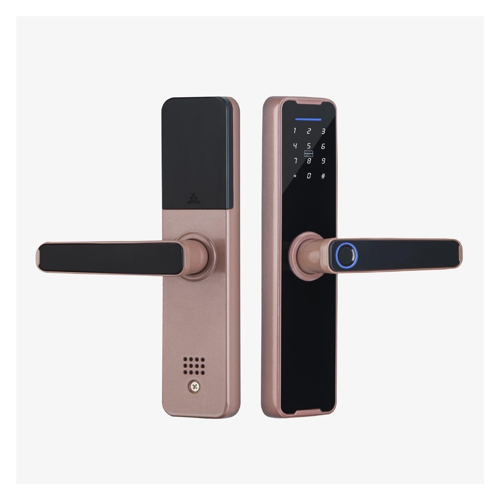 JVDDI Smart Door Handle, Biometric Smart Lock App Remote Unlocking Keyless Wifi Electronic Door(Rosso,Double tongue)