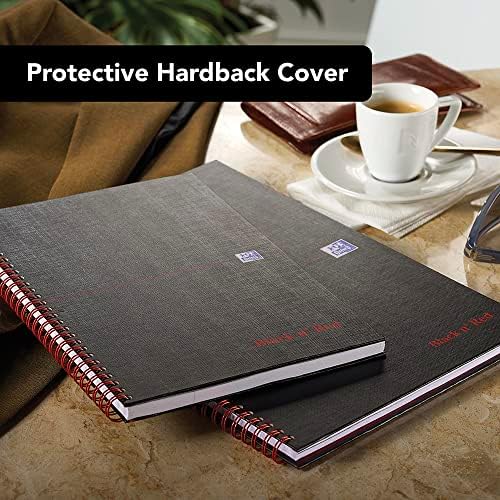 Oxford Black n' Red Ruled Matt Black Wirebound Hardback A4 Notebook, 140 Perforated Pages