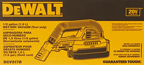 Dewalt 20V Max Hand Vacuum, Cordless, For Wet Or Dry Surfaces, 1/2-Gallon Tank, Washable Filter, Portable, Bare Tool Only (Dcv517B) #TOP1