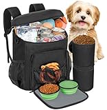 ANILD Dog Travel Backpack - Airline Approved Double-layer Pet Travel Backpack with 2 Food Storage Bag and 2 Foldable Silicone Bowls for Hiking & Camping