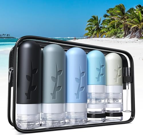 Image of Aeomni 19 pack Travel Bottles for Toiletries, TSA Approved Silicone travel Size Containers for toiletries Set, Refillable & Leakproof Travel Bottles