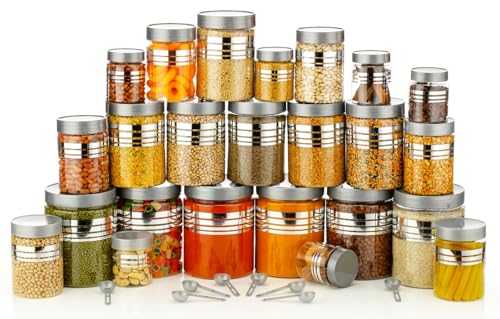 Image of Kitchen Food Storage Container Set, Transparent, PET Material, Airtight, Round, 1200ml 650ml 350ml, 250ml (Pack Of 24)