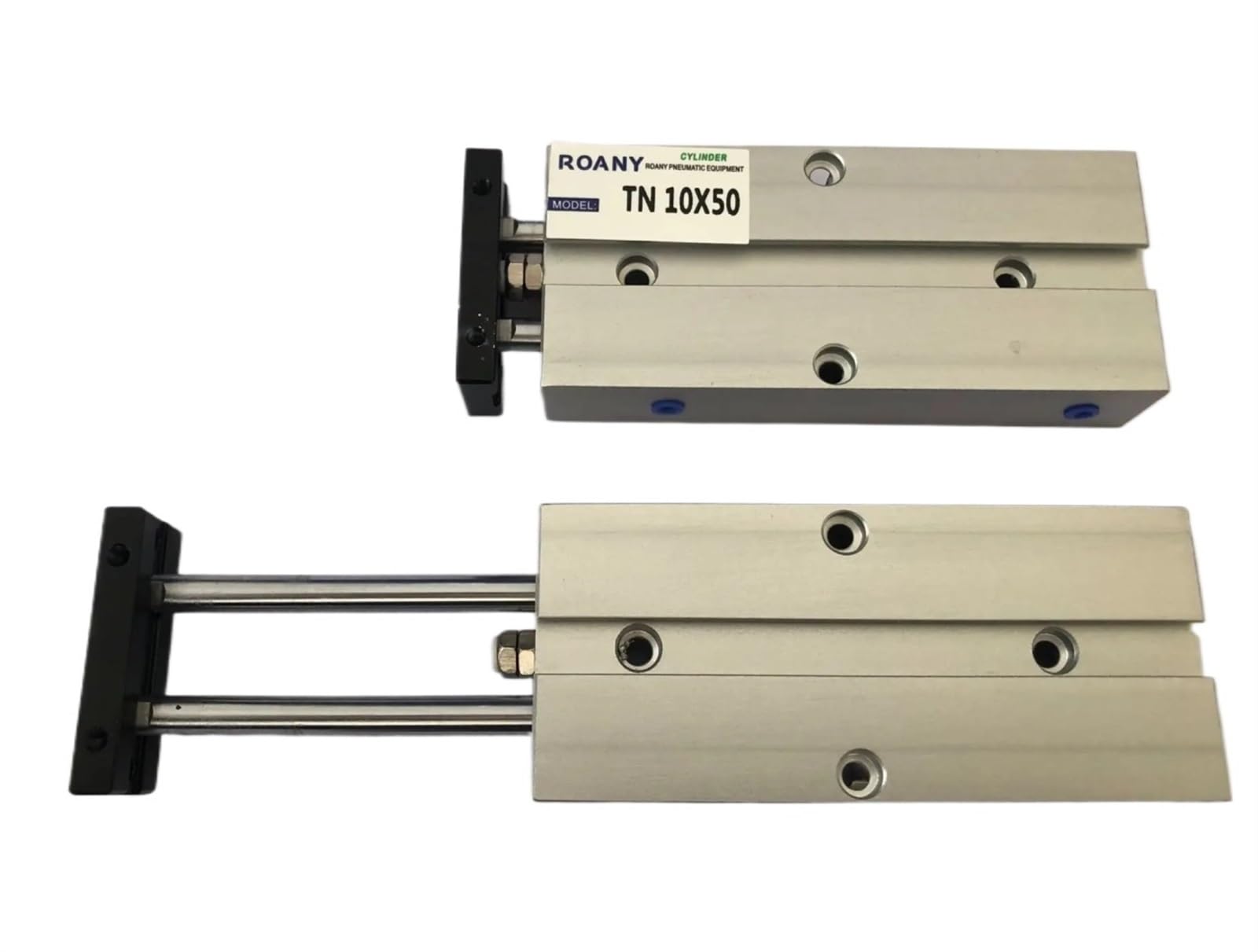 Cylindre pneumatique TN10x50 double tige pour stopper la rotation