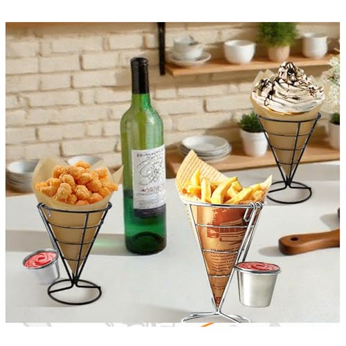 Tagtight 6 Stück Pommes Frites Halter Ständer, Pommes Frites Rack, Lebensmittelregale Aus Drahtmetall, Pommes Korb, Servierchips Ständer, Hühnerhalter für Snacks, Restaurant, Café