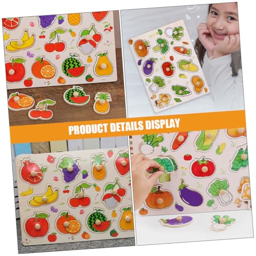 Angoily 2stücke Holz-Puzzle-brettspiel Für Kleinkinder Obst Und Gemüse-zuordnungspuzzle Montessori-lernspielzeug Sensorisches Puzzlespielzeug Aus Holz Pädagogisches Kinderspielzeug