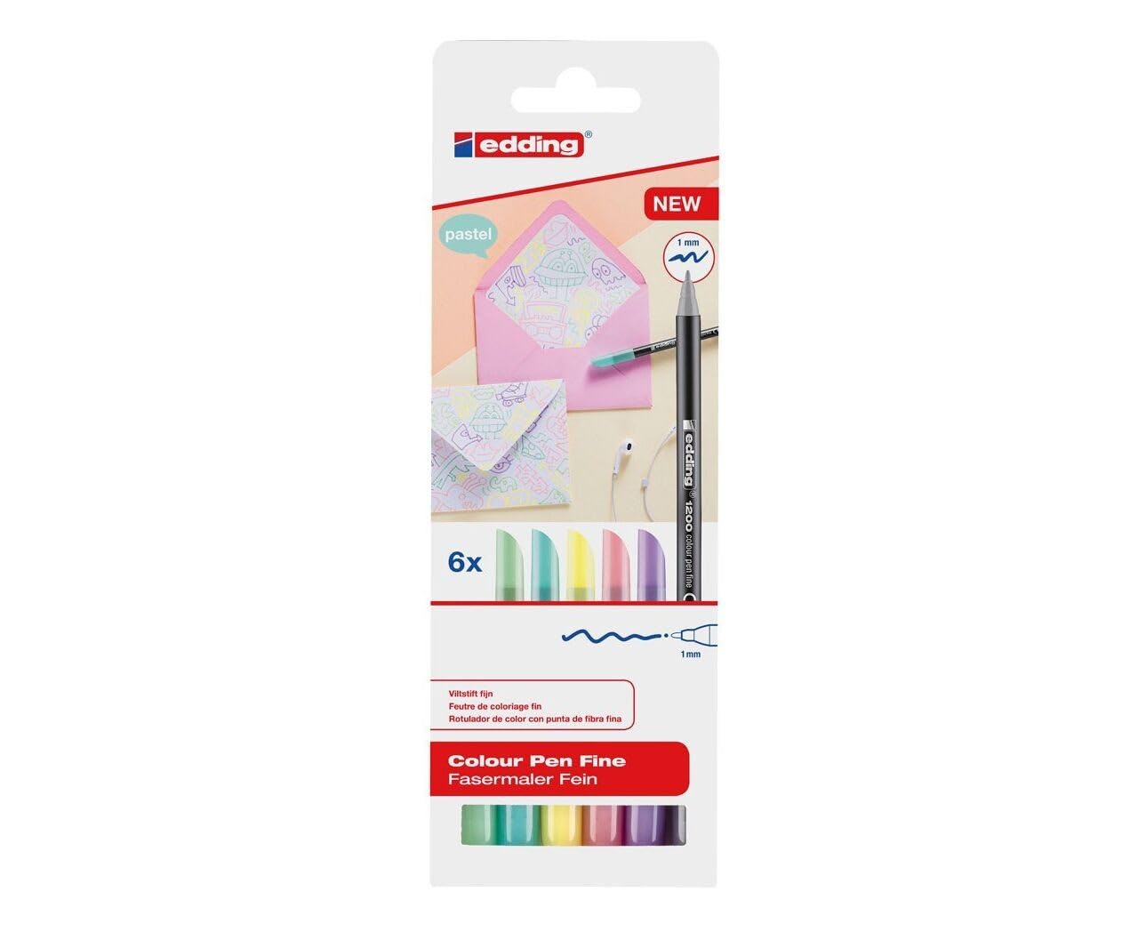 EDDING Lot De 1200 Marqueurs De Couleur à Trait Fin - Multicolore - 8 Stylos 2 Cadeaux - Pointe Ronde De 1 Mm - Feutre Pour Dessiner Et écrire - Ensemble