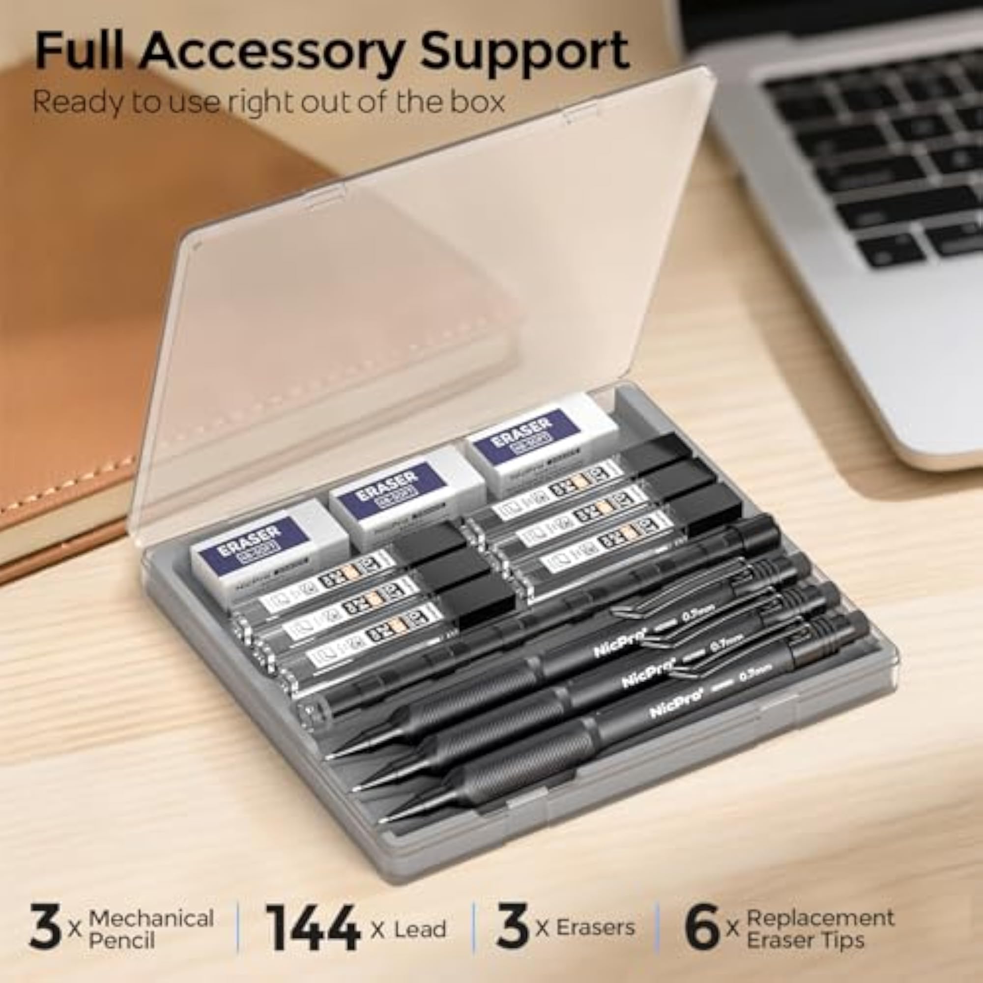Mechanical Pencil Set with Case, 0.7mm
