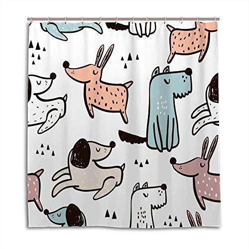 Rideau de douche imperméable coloré 152x182 cm avec crochets pour baignoire enfants