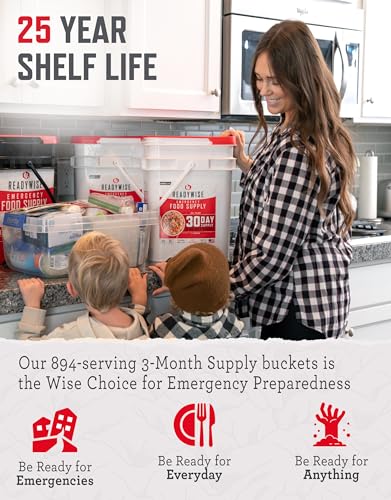 Image of ReadyWise 3 Month Emergency Food Supply - 894 Servings, 6 Buckets, Freeze Dried Protein Meals, Disaster Survival Food Storage Kit, Ready to Eat, Camping Essentials, up to 25 Year Shelf Life