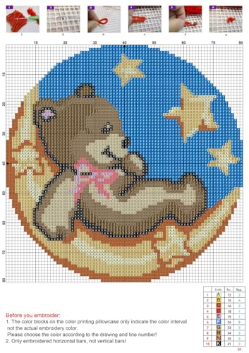 CraftsFabrics Moon Sleeping Bear Rug 60% Cotton 40% Polyester DIY Crafts Yarn Carpet Round Shape Animal Custom Latch Hook Rug Crochet Kits for Beginners Adults - Image 3