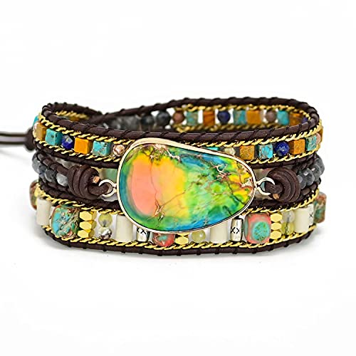 Teepollo Handmade Jasper Turquoise Amethyst Boho Wrap Bracelets For Women-Healing Natural Stone Beads Crystal Bohemian Bracelets Collection For Women Girl #TOP3