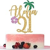 Aloha 21 Cake Topper, Hawaiian 21st Birthday Decorations, Aloha Cake Decorations, Hello 21, Tropical