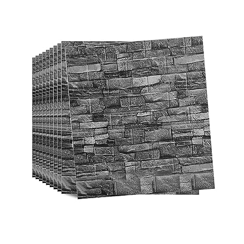 Snewvie 10pcs 3D Wall Panels 70×77cm Brick Wallpaper Self Adhesive DIY Wall Stickers Waterproof PE Foam Panel Wall Tiles for Bedroom Kitchen Living Room Bathroom Home