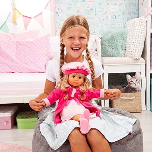 Bayer Design 94635AA Funktionspuppe Charlene Interactive mit Haaren und Schlafaugen, spricht und singt 90 Sätze, 2 Gedichte und 8 Lieder, 46cm, Pink