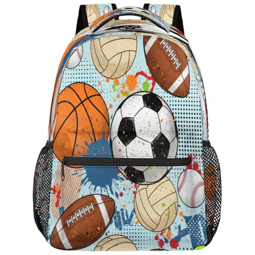 Mochila para laptop ligera con estampado de fútbol y gran capacidad 1