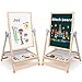 Cavalletto di Legno per Bambini| 4 in 1 Lavagna Magnetica Regolabile su due lati e Lavagna a Gesso, Cavalletti da Pittura Rotanti a 360 Gradi con Molti Accessori, Regalo per Bambini, Ragazzi e Ragazze