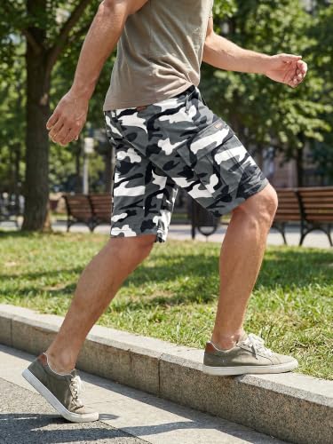 Image of JMIERR Mens Casual Cotton Twill Cargo Shorts Drawstring Classic Chino Stretch Short with 6 Pockets