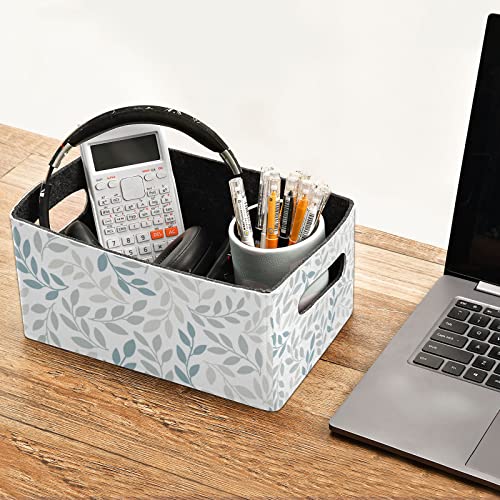Kcldeci Green Gray Leaf Storage Bins Baskets For Organizing 2Pack, Spring Summer Plant Floral Sturdy Storage Basket Foldable Storage Baskets For Shelves Closet Nursery Toy #TOP4