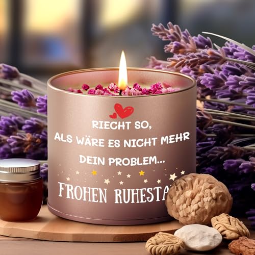 PRSTENLY Ruhestand Geschenk Frauen, 9OZ Kerze aus Metall Rentner Renteneintritt Abschied Geschenke für Frau Freundin Mama Oma Schwester, Weihnachtsgeschenke Abschiedsgeschenk Kollegin