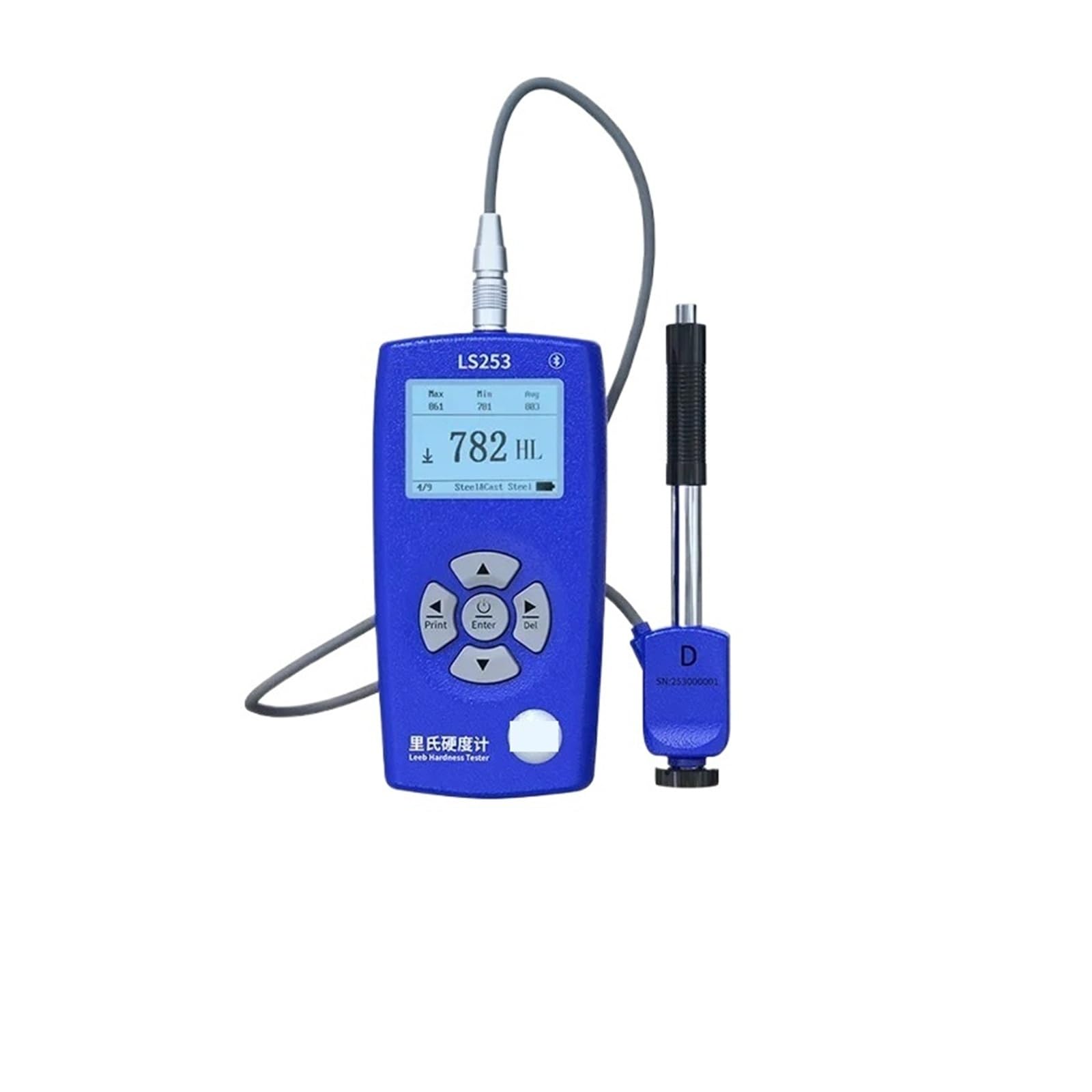 Digitales Härteprüfgerät for Metall, Handheld-Härteprüfgerät for Metall, Multisonde mit Drucker LS253 for Stahl, Aluminiumlegierung Hohe Empfindlichkeit(LS253-DC)