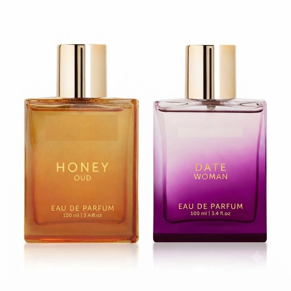 Luxury Honey & Date Woda perfumowana 100ml Każdy | Długotrwałe perfumy dla kobiet i mężczyzn | Premium Fragrance Duo | Codzienne noszenie i specjalne okazje | Elegancki zestaw podarunkowy | 2 x 100ml
