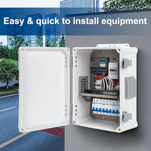 Image of Namunanee Outdoor Electrical Junction Box, ABS Water Resistant Enclosure with Internal Mounting Panel & Hinged Cover (12.6 inch H x 9.4 inch L x 5.7 inch W)