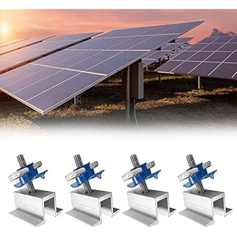 Viilich 4pcs Aluminium Centre Clamp PV Solar Panels, 35mm Centre Clamp Solar Panel, Aluminium Alloy Centre clamp, for Motorhomes, Boats, Roofs, Walls Cover