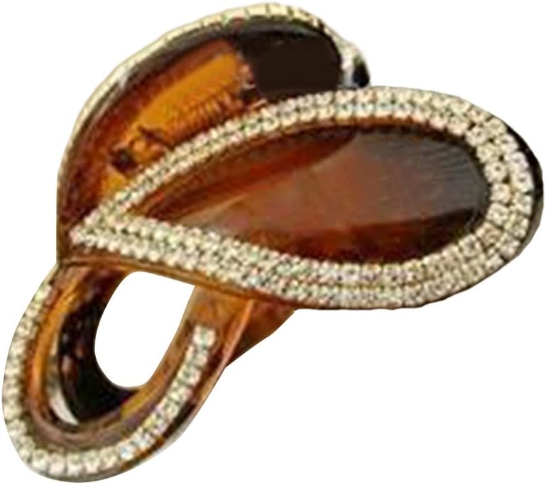 qingsb Hair Clip Hairpin Claw Clamp Butterfly Faux Rhinestone Lady Women Wedding Party Accessory Brown