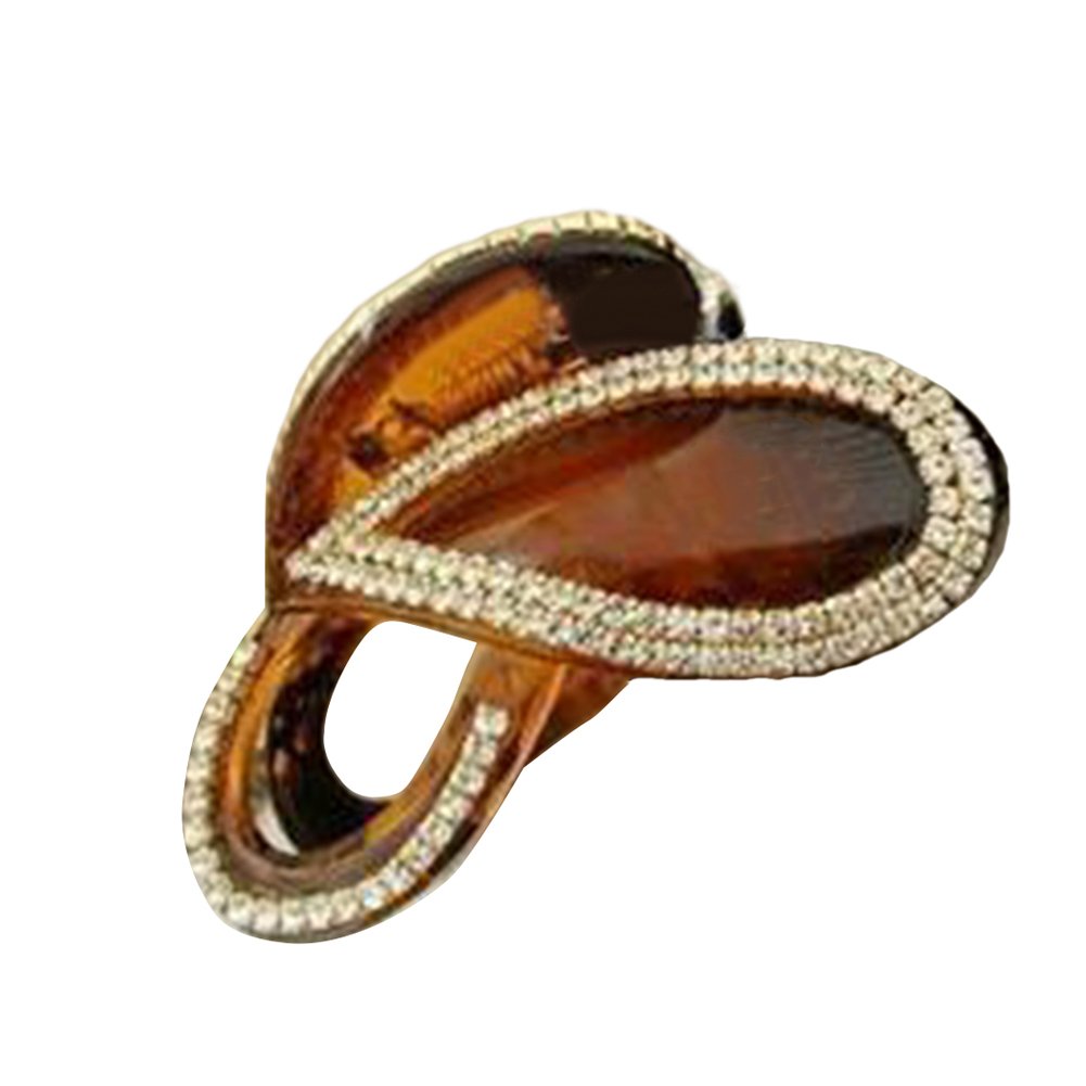 qingsb Hair Clip Hairpin Claw Clamp Butterfly Faux Rhinestone Lady Women Wedding Party Accessory Brown