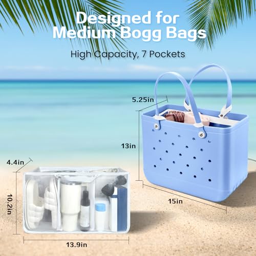 Image of XYFuuee Beach Bag Organizer Inserts for Medium Bogg Bag Accessories, Original M Lightweight Mesh Insert Divider Pouch, Organizing Rubber Tote Bags, Save Storage Space (White)