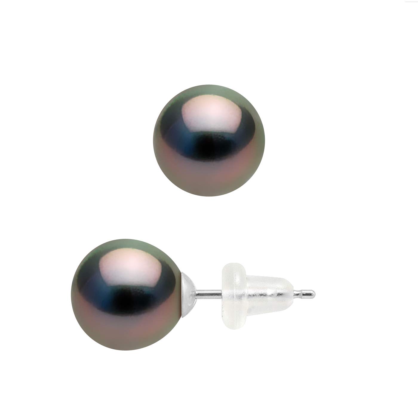 PEARLS & COLORS - Orecchini di perle di Tahiti 9-10 mm - Qualità A+ - Sistema di sicurezza - Disponibile in oro giallo e bianco - Gioiello da donna