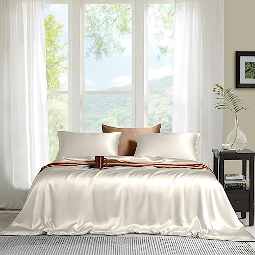 Image of Linenweves Bamboo Sheet Set 4 Pc 100% Organic, Natural, Softest, 400 Thread Count Cooling Like Silk (Twin, Ivory)