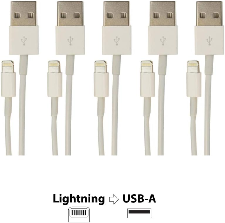 Exclusive VisionTek Lightning to USB White 1 Meter Cable, 5 Pack - 900759