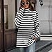 Women Striped Turtleneck Sweater Long Sleeve Pullover Fall Fashion Jumper Tops Casual Loose Color Block Comfy Tunic S-2XL Black