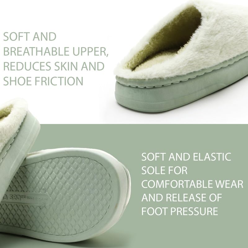 Image of Unisex Winter Flip Flop Slipper for Men and Women Soft Faux Fur Slip On Indoor Home Slides Slipper for Bedroom Sandals