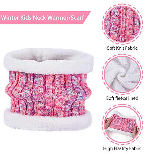 Image of 3 Pack Winter Beanie Hat Scarves Gloves for Boys Girls 2-6-10-14 Years Boys Girls Thermal Warm Thick Knit Fleece Lined Set