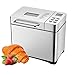 chichigo Macchina per il pane in acciaio inox, 17 in 1 da 2 libbre con dispenser di frutta secca, padella in ceramica antiaderente e pannello touch digitale, 3 dimensioni di pane immagine