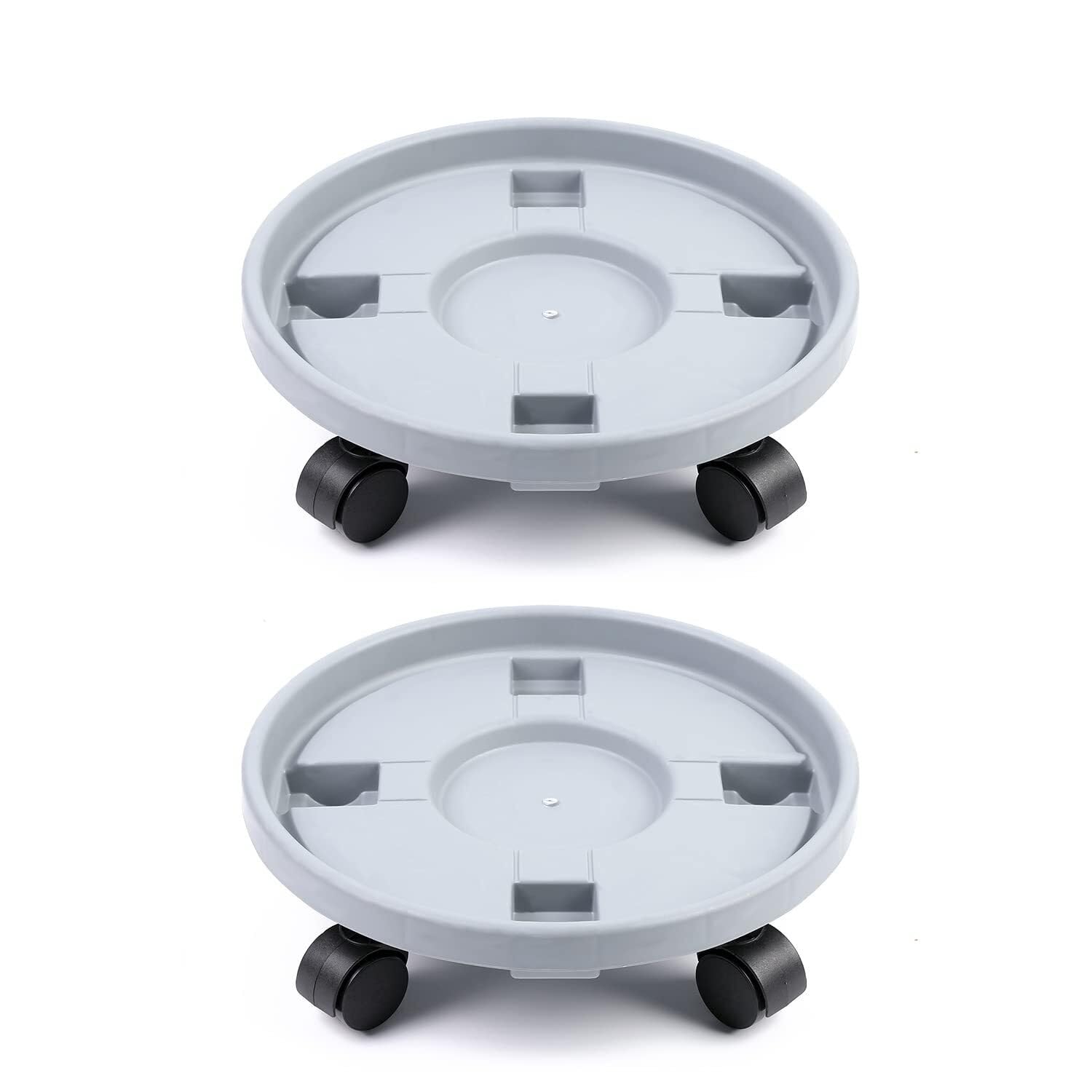 Plant Caddy with Wheels – Heavy-Duty Round Mover Base, 360° Swivel Rolling Tray(2PCS Grey)