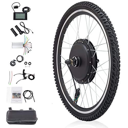 Ktaxon Ebike Conversion Kit, 48V 1500W 26' Rear Wheel Electric Bike Conversion Kit with LCD Display, PAS System, Aluminum Frame and Gearless Hub Motor for Electric Bike