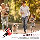 Doppelte Einziehbare Hundeleine, 3 M Hundeleine Doppelleine, Automatische Hund Versenkbar Leine, Rollleine Hundeleine mit LED Licht, Doppelköpfe Hundeleine für Katzen Kleine Hunde (Rot)