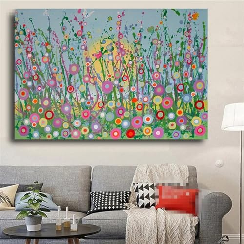 Impression de fleurs et soleil KEBIA toile murale salon 35x50cm