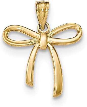 14k Gold Polished Small Ribbon Bow Pendant Fine Jewelry Gift For Her For Women