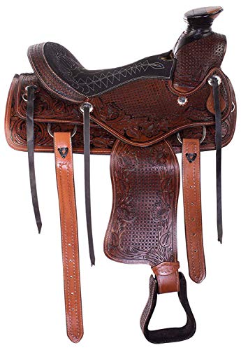 Shopify Hub. Classic Quality Wade Tree A Fork Premium Western Equestrian Leather Comfort Roping Ranch Work Horse Saddle Tack Headstall Breastplate Reins 14 To 18 Inches Seat, (16" Inches Seat) #TOP4