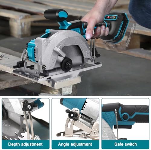 Bild 4 - Akku Kreissäge für Makita 18V Lithium-Akku(Ohne Akku), Bürstenlose Mini-Kreissäge Handkreissäge mit 2 Sägeblättern(140mm), mit Diagonal Schneiden, 6200RPM, Ideal für Schneiden Holz