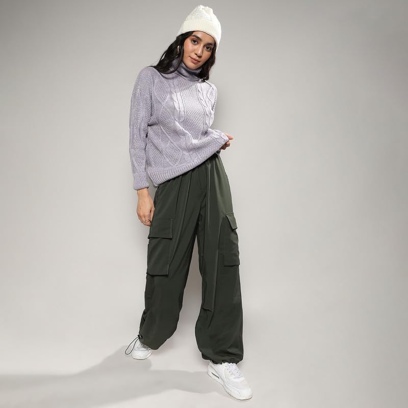 Image of PINACOLADA Women's Geometric-Textured Pullover Sweater for Casual Wear | Crew Neck | Long Sleeves | Pull On Closure | Sweater Crafted with Comfort Fit for Everyday Wear