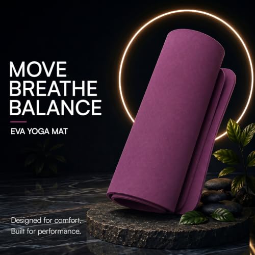 Image of Arrowmax 4mm Yoga Mat with Carry Cover for Men & Women, Anti-Skid Exercise Mat for Yoga, Pilates, Meditation, Stretching & Home Workout, Lightweight Portable Fitness Mat (MAROON)