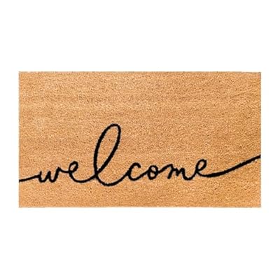 THEODORE MAGNUS Natural Coir Doormat with Non-Slip Backing - 17 x 30 - Outdoor/Indoor - Welcome Mats - Natural - Warm Greeting - COIR-1730-15-219